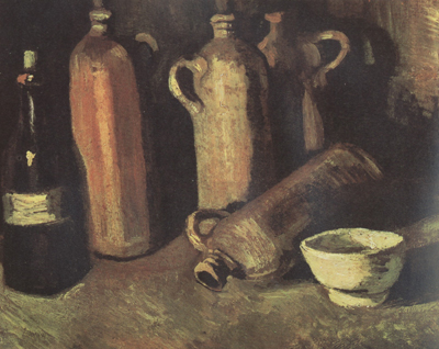 Still Life with Four Stone Bottles,Flask and White Cup (nn04)